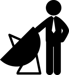 Man Standing With Parabolic Antenna Tool Sketch Drawing Svg, Free Vectors File